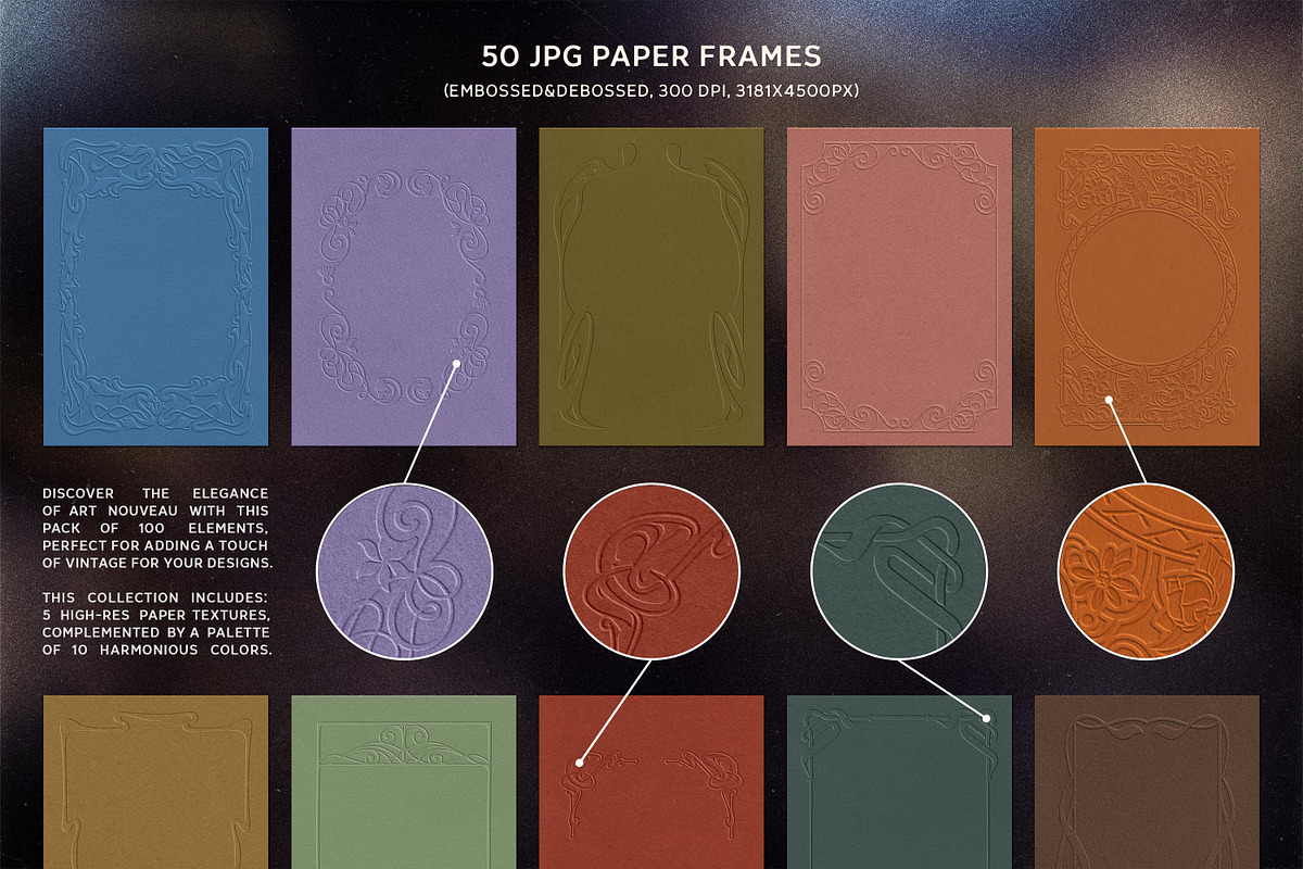 Art Nouveau Papers & Frames, a Texture Graphic by pixelbuddha.net (Photo 8 of 13)