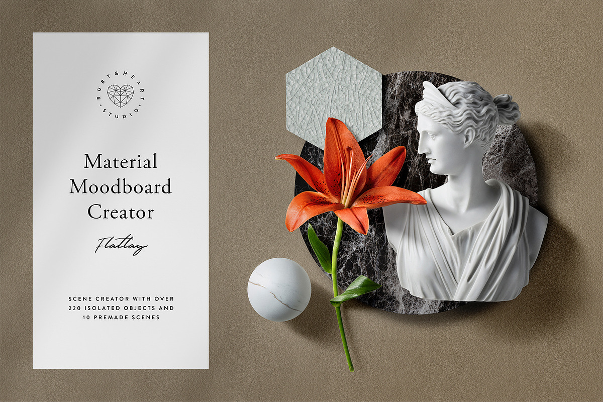 Material Moodboard Scene Creator, a Product Mockup by Ruby&Heart Collective (Photo 1 of 20)