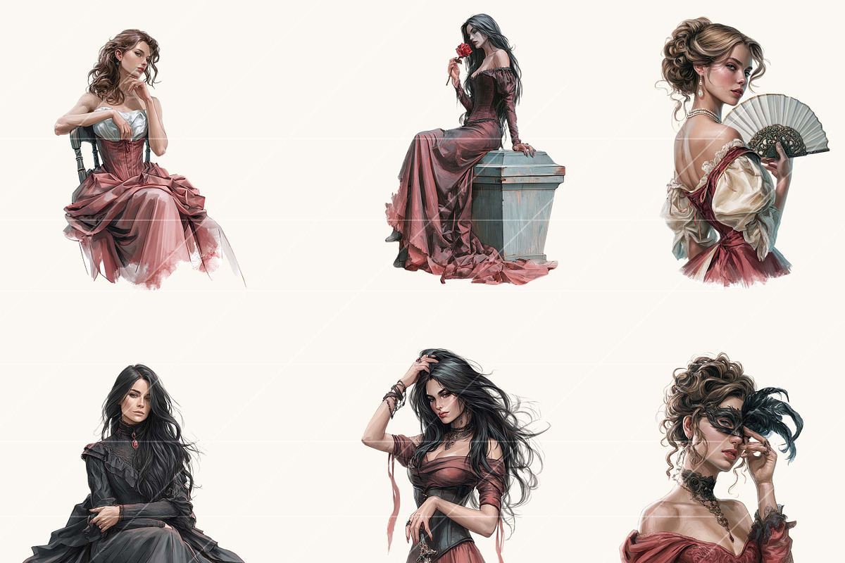 Mystic Women Fantasy Clipart Bundle, a Person Illustration by BusyDaydesign (Photo 6 of 9)