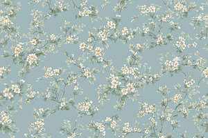 Seamless pattern chinoiserie floral pattern on dusty blue backgr, a Pattern Graphic by Anneleven