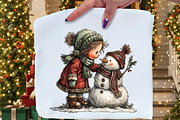 Christmas Girl & Snowman Clipart, an Illustration by Craft Nest (Thumbnail 5 of 10)