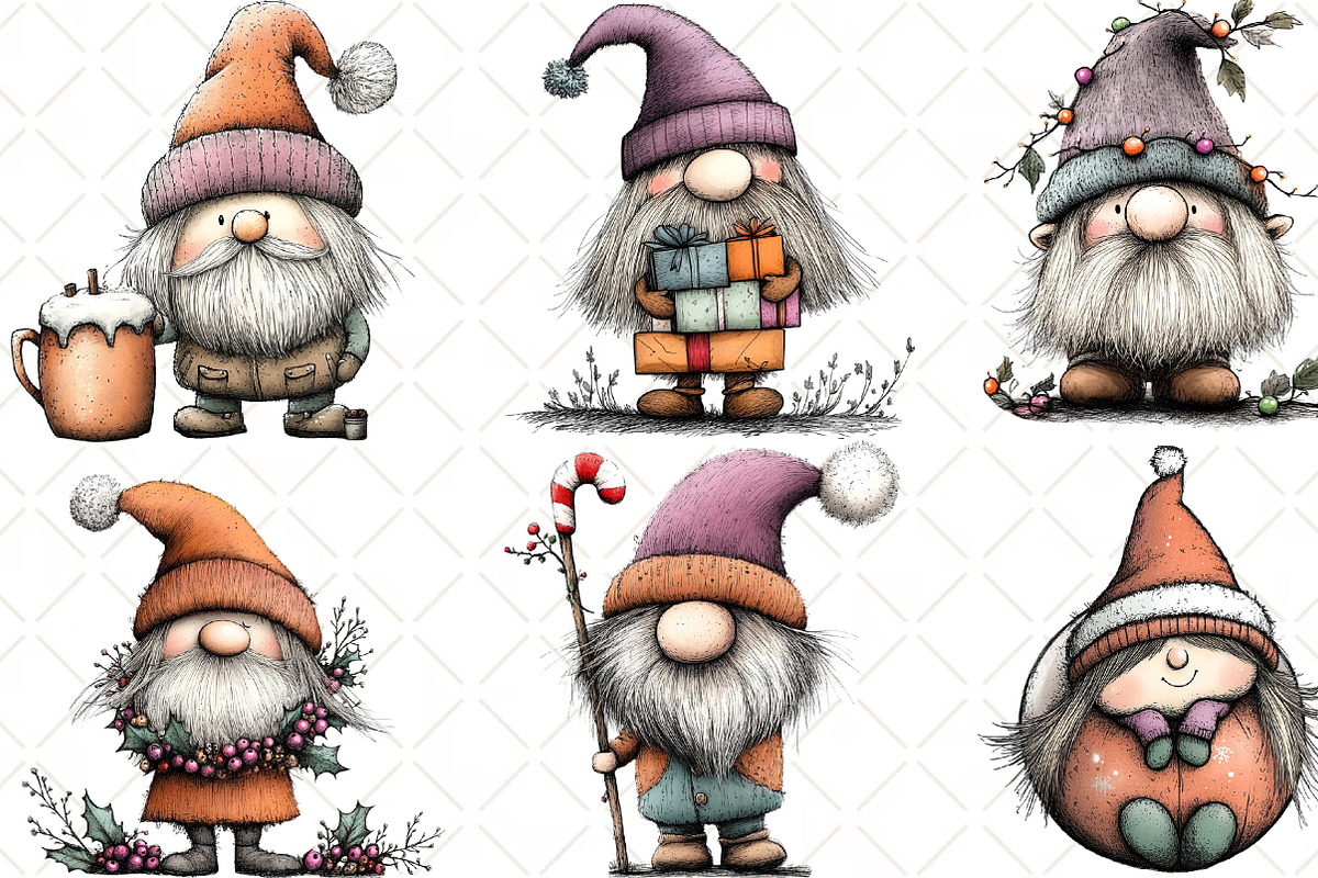Whimsical Gnome Clipart PNG, an Illustration by Black Bird Studio (Photo 6 of 6)
