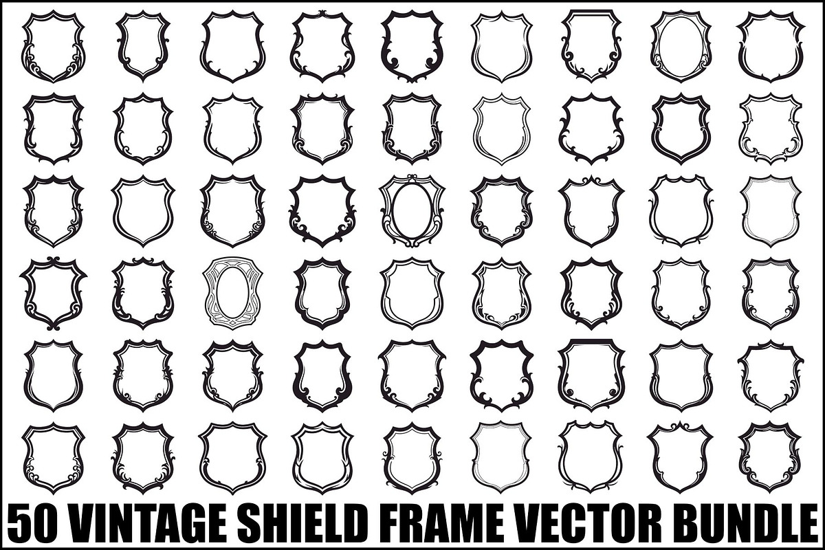 Vintage Shield Frame Vector Bundle, an Illustration by Designs_River (Photo 1 of 51)