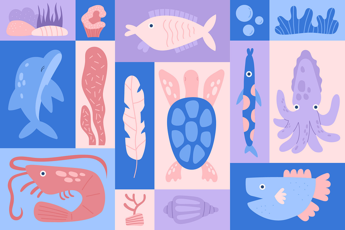 Ocean Life | Graphic Collection, an Animal Illustration by katieromanoff_art (Photo 4 of 11)