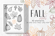 Fall vibes Line art leaves & pumpkin, an Illustration by Dervik Art Store (Thumbnail 1 of 7)