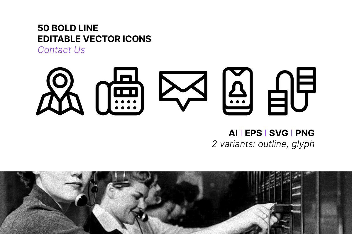 50 Contact Us Icons, an Outline Icon by Side Project (Photo 1 of 8)