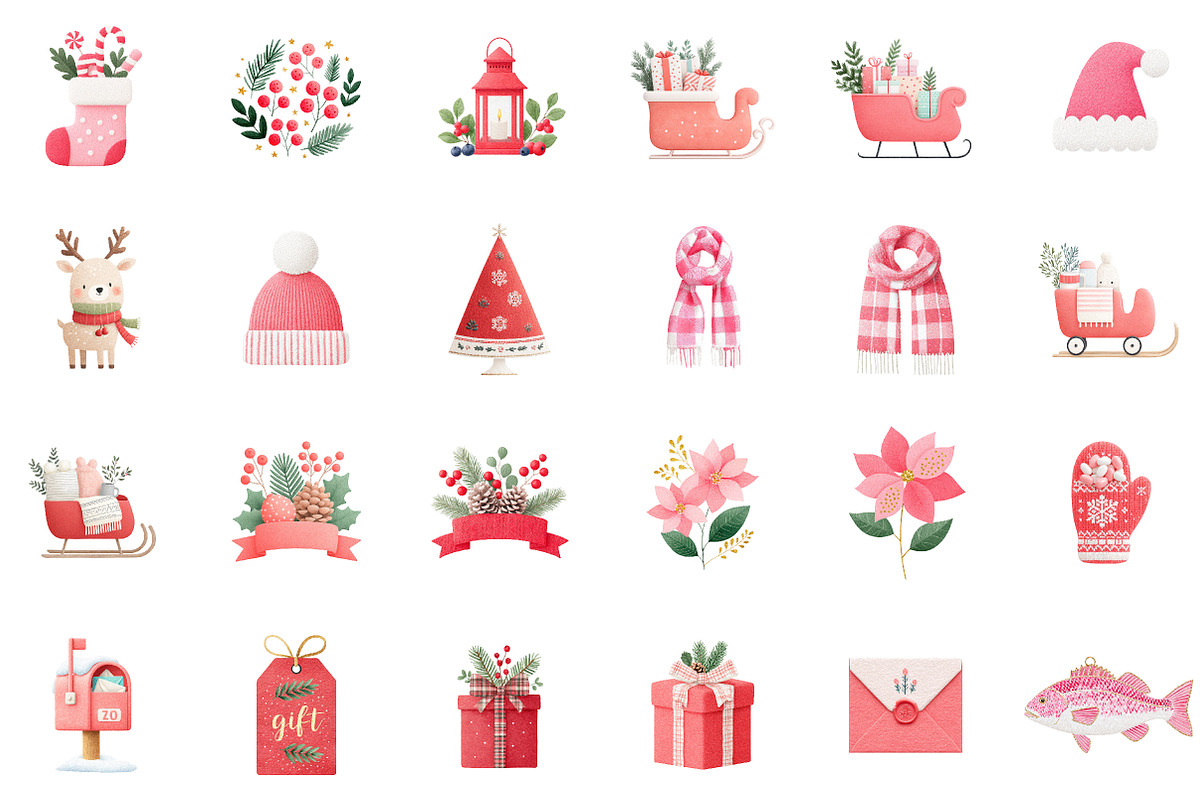 Festive Red Christmas Watercolor Cli, an Illustration by Sublimation Artist (Photo 2 of 6)