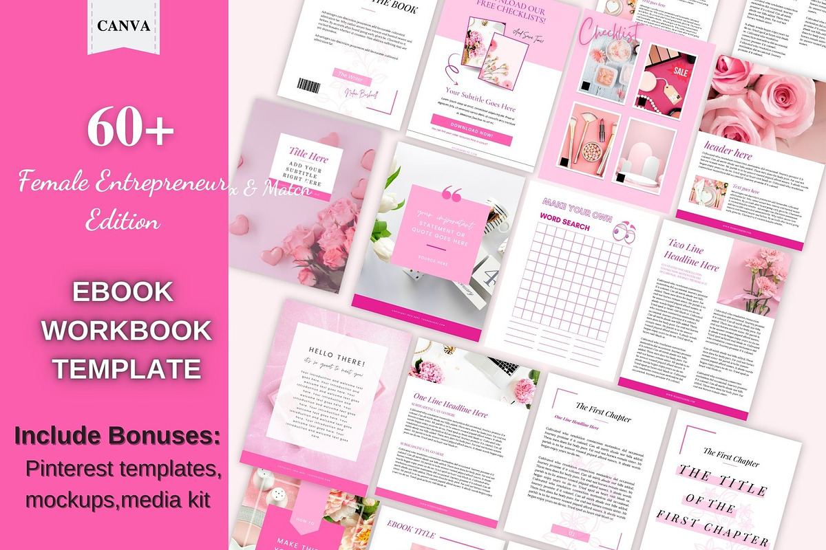 Ebook template canva pink templates, a Books & Magazine Mockup by Millennials Marketing (Photo 1 of 10)