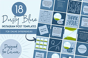 Dusty Blue Instagram Canva Templates, a Social Media Template by Lena Elizer Art + Design (Thumbnail 1 of 6)