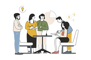 Business characters discuss ideas, a Person Illustration by LadadikArt