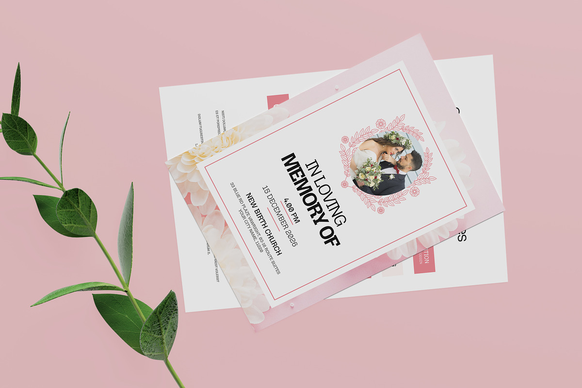 Floral Wedding Invitation Template, an Invitation Template by Creatiya Type (Photo 3 of 6)