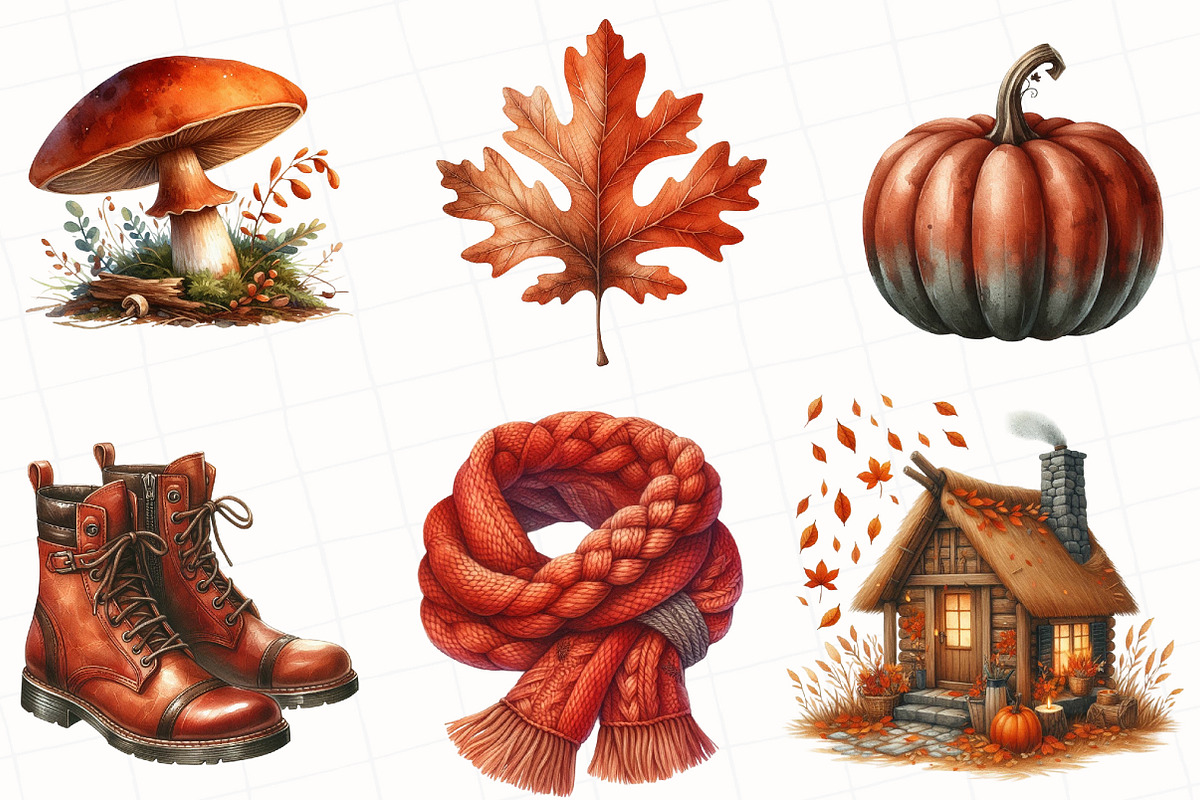 Burnt Orange Autumn Clipart, an Illustration by OK Design (Photo 5 of 5)