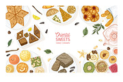 Oriental sweets set + backgrounds, a Food Illustration by Good Studio (Thumbnail 6 of 21)