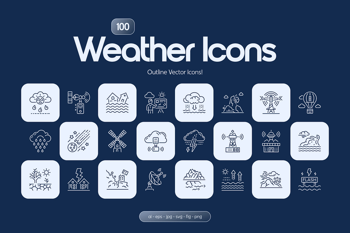 Weather Icons Set, an Outline Icon by Prosymbols (Photo 1 of 7)