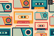 Retro media seamless pattern set, a Pattern Graphic by Yury Velikanov (Thumbnail 4 of 5)