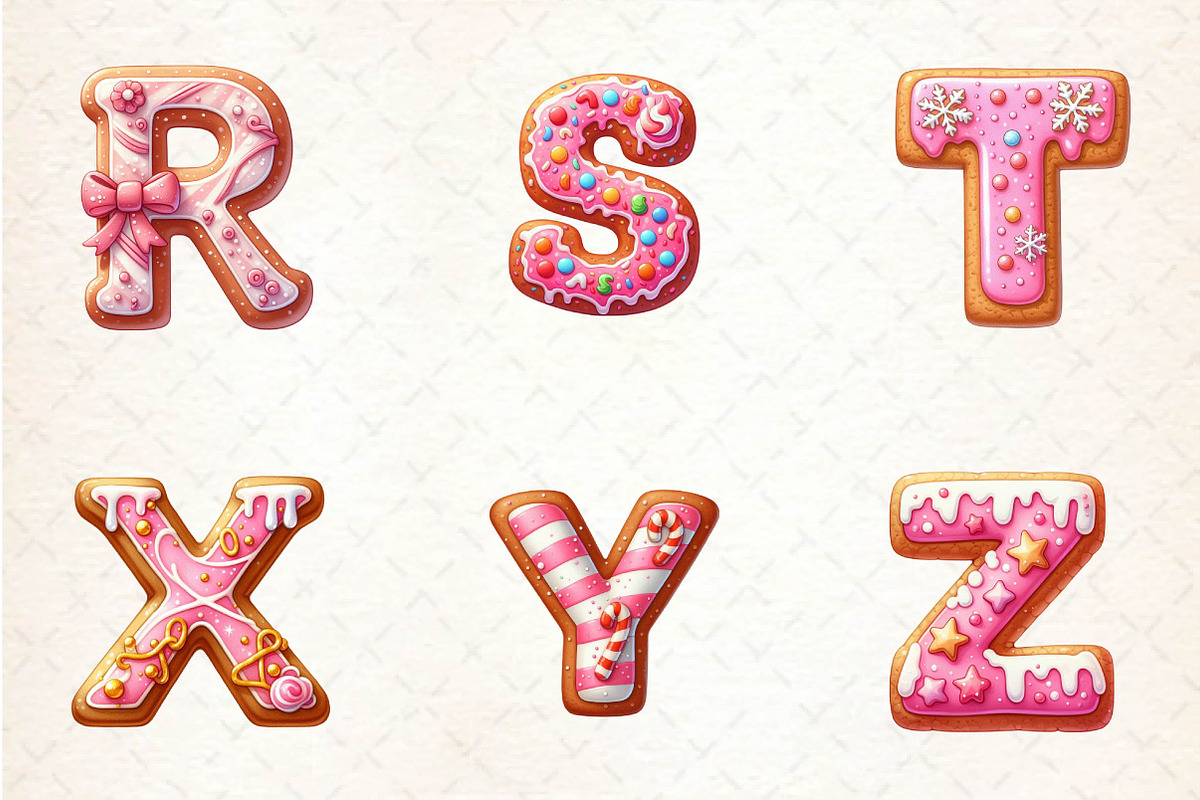 Pink Christmas Gingerbread Alphabet, an Illustration by CreationArt (Photo 7 of 7)