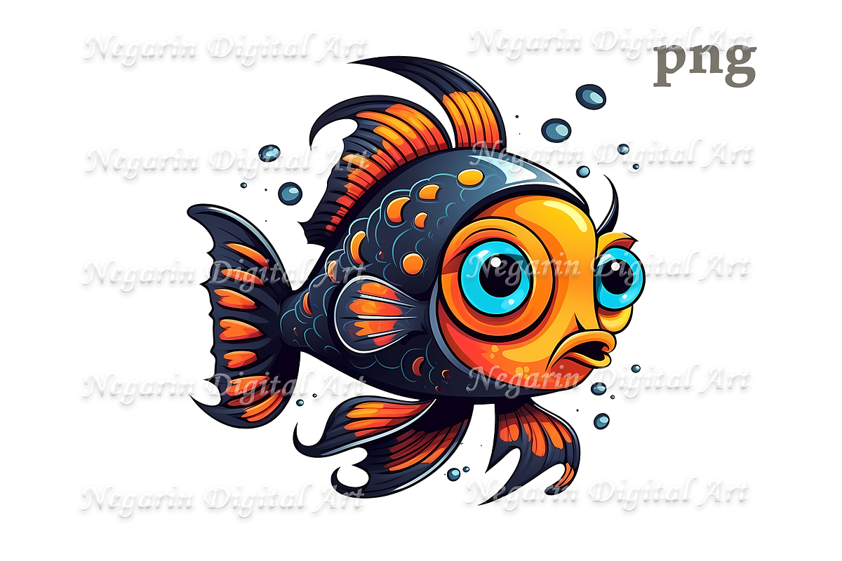 Watercolor Cute Little Fish Clipart, an Object Graphic by Negarin Digital Art (Photo 2 of 11)