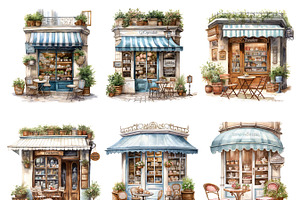 Watercolor French Cafe Clipart