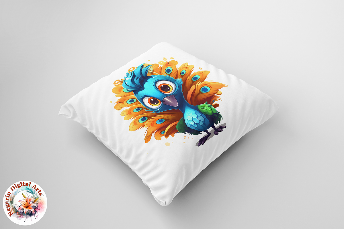 Watercolor Cute Peacock Clipart, an Object Graphic by Negarin Digital Art (Photo 6 of 11)