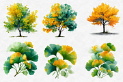 Watercolor Ginkgo Clipart, an Illustration by Designworld (Thumbnail 6 of 6)