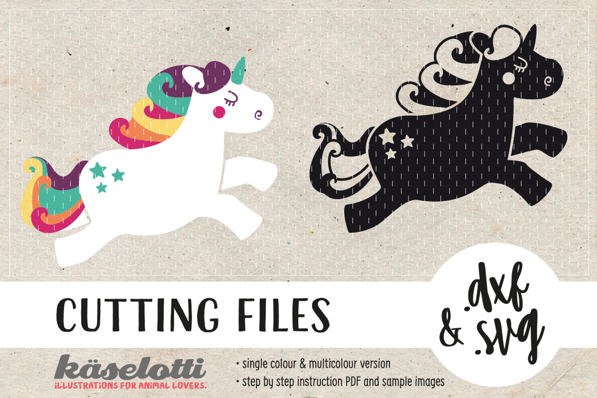 SVG DXF cutting file jumping unicorn, an Illustration by kaeselotti (Photo 1 of 4)