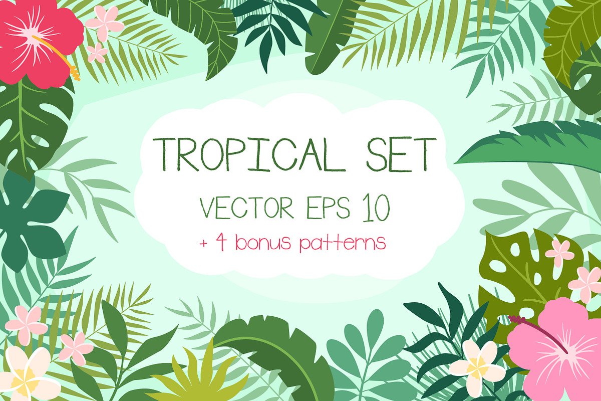 Tropical Set + Bonus Patterns, a Decorative Illustration by Imaginasty (Photo 1 of 4)