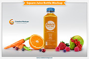Square Juice Bottle Mockup PSD, a Packaging Mockup by Plus Media (Thumbnail 1 of 6)