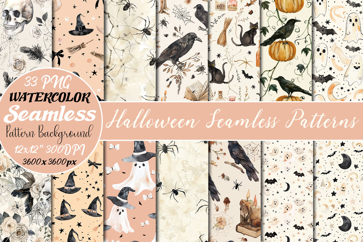 Halloween Seamless Patterns, a Pattern Graphic by DreamCafeArt (Photo 1 of 5)