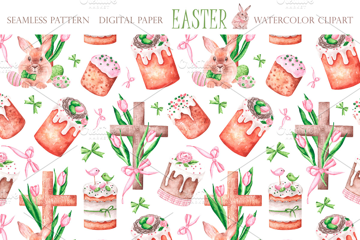 Easter watercolor set. Happy Easter!, an Illustration by SabinaWatercolorArt (Photo 15 of 16)