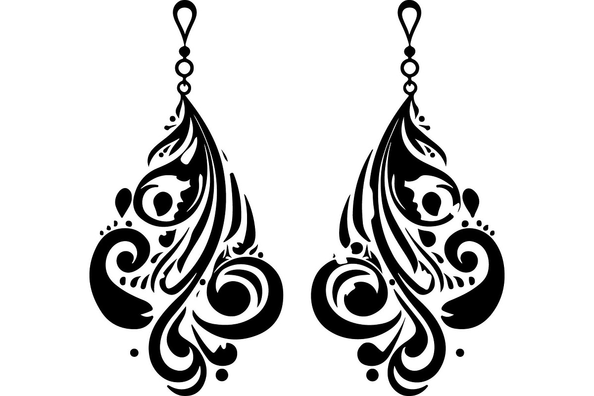 Black Ornamental Earrings SVG Set, an Object Graphic by jahid234 (Photo 11 of 13)