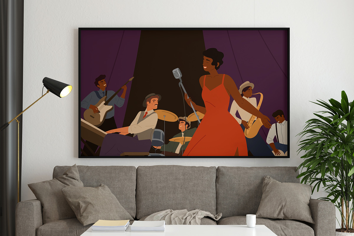Musicians playing jazz in band set, a Person Illustration by Good Studio (Photo 6 of 8)