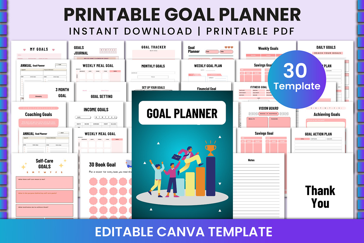 Printable Goal Planner For Canva, a Stationery Template by Shumaya (Photo 1 of 4)