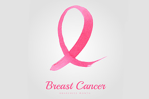 Watercolor pink ribbon poster