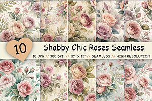 Shabby Chic Roses Seamless Pattern, a Pattern Graphic by FloridPrintables