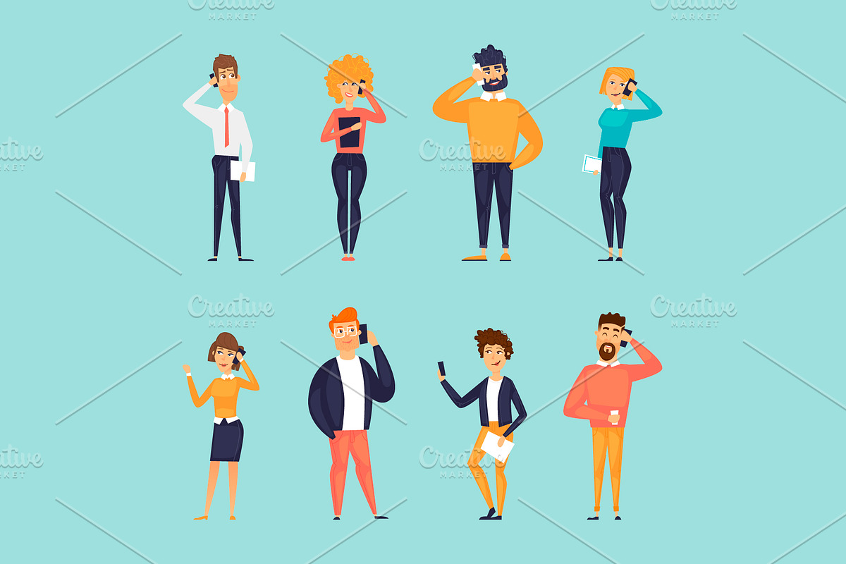 People talk on the phone, a Person Illustration by Podis (Photo 1 of 3)