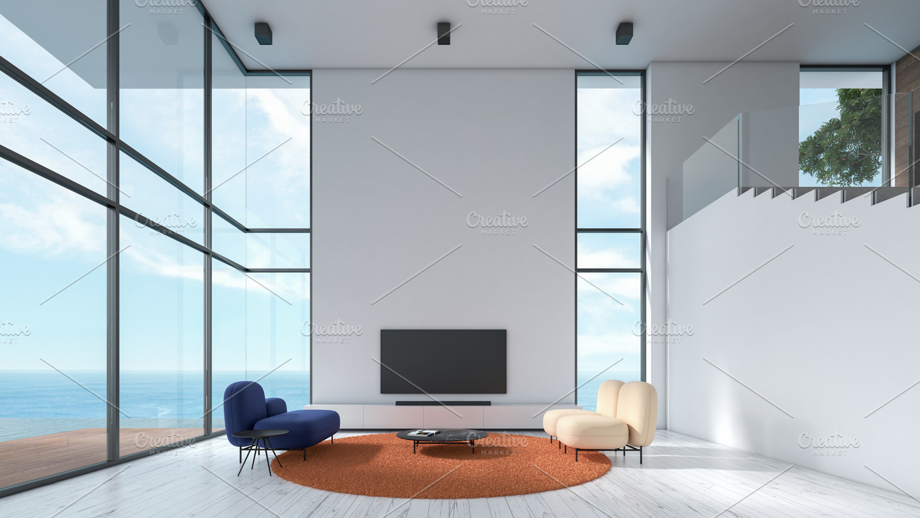 Modern interior living room stock photo containing 3d and apartment, an Architecture Photo by MOOSPACE_STUDIO