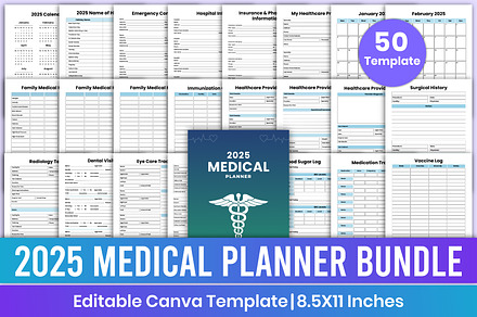 2025 Medical Planner Bundle Canva, a Stationery Template by Mustafiz