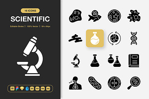 Scientific Solid Icons, a Solid Icon by Spacepixel Creative