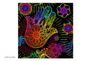 Neon Hamsa Seamless Pattern, a Pattern Graphic by Elen-Lane (Thumbnail 2 of 2)