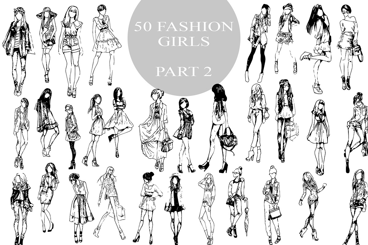 50 fashion pretty girls vector, a Decorative Illustration by AnastasiyaOleynik (Photo 1 of 4)