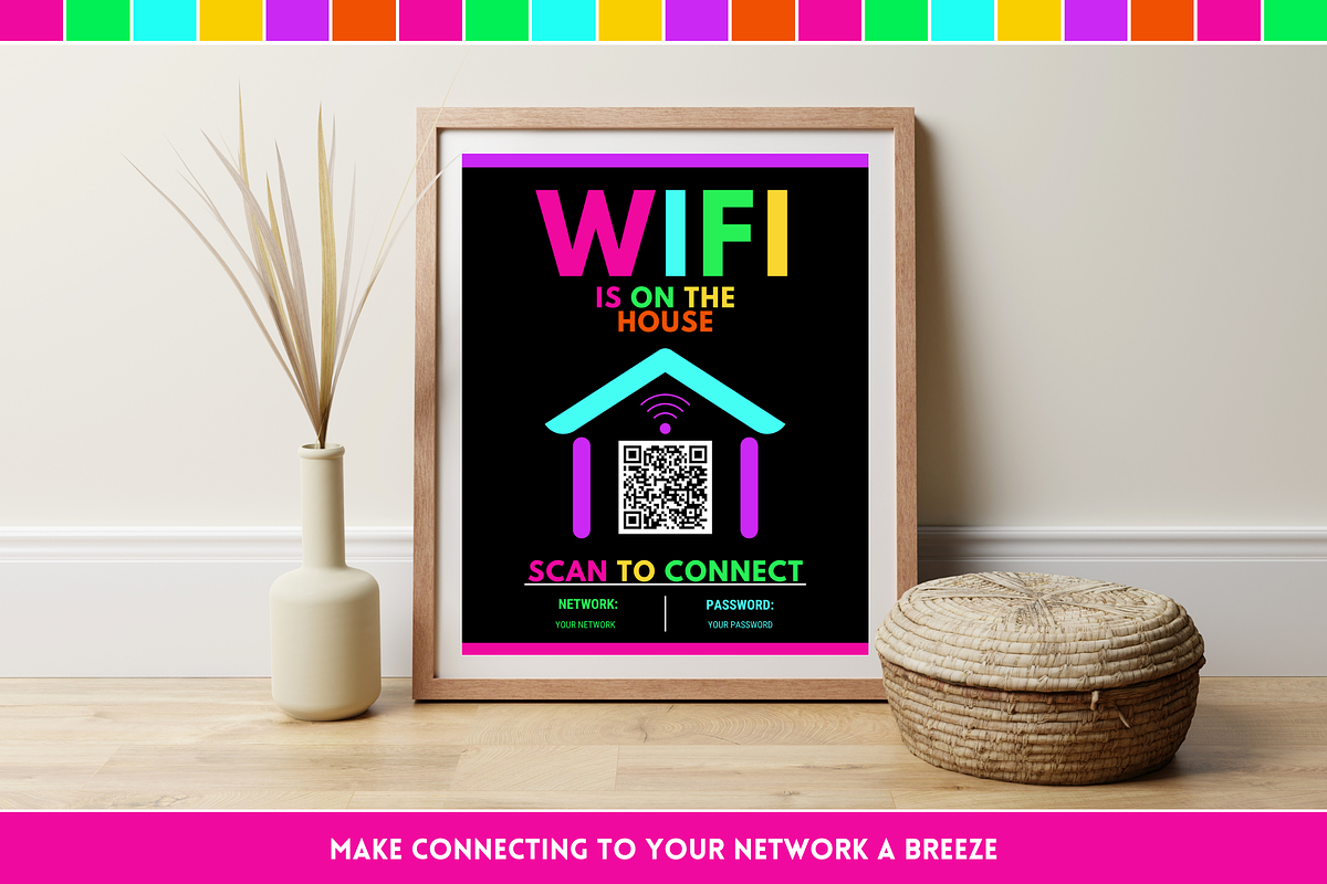 WiFi QR Code Sign - Neon, a Stationery Template by SunshineStudioBoutique (Photo 9 of 10)