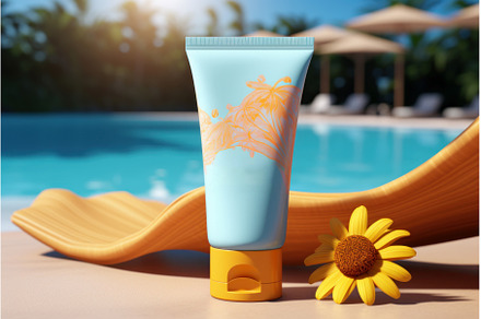 Glossy Sunscreen bottle mockup, a Health & Medical Photo by Ylivdesign