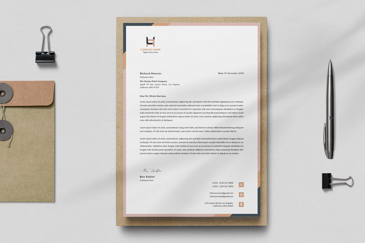 Clean Letterhead Template, a Stationery Template by ResumeDevisers (Photo 4 of 6)