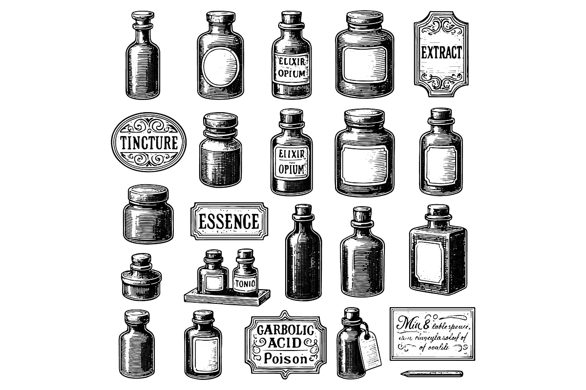 Apothecary Bottle Illustration, an Object Graphic by RT Studio
