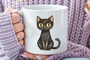 Halloween Whimsical Black Cat PNG, an Illustration by CraftArtStudio (Thumbnail 5 of 6)