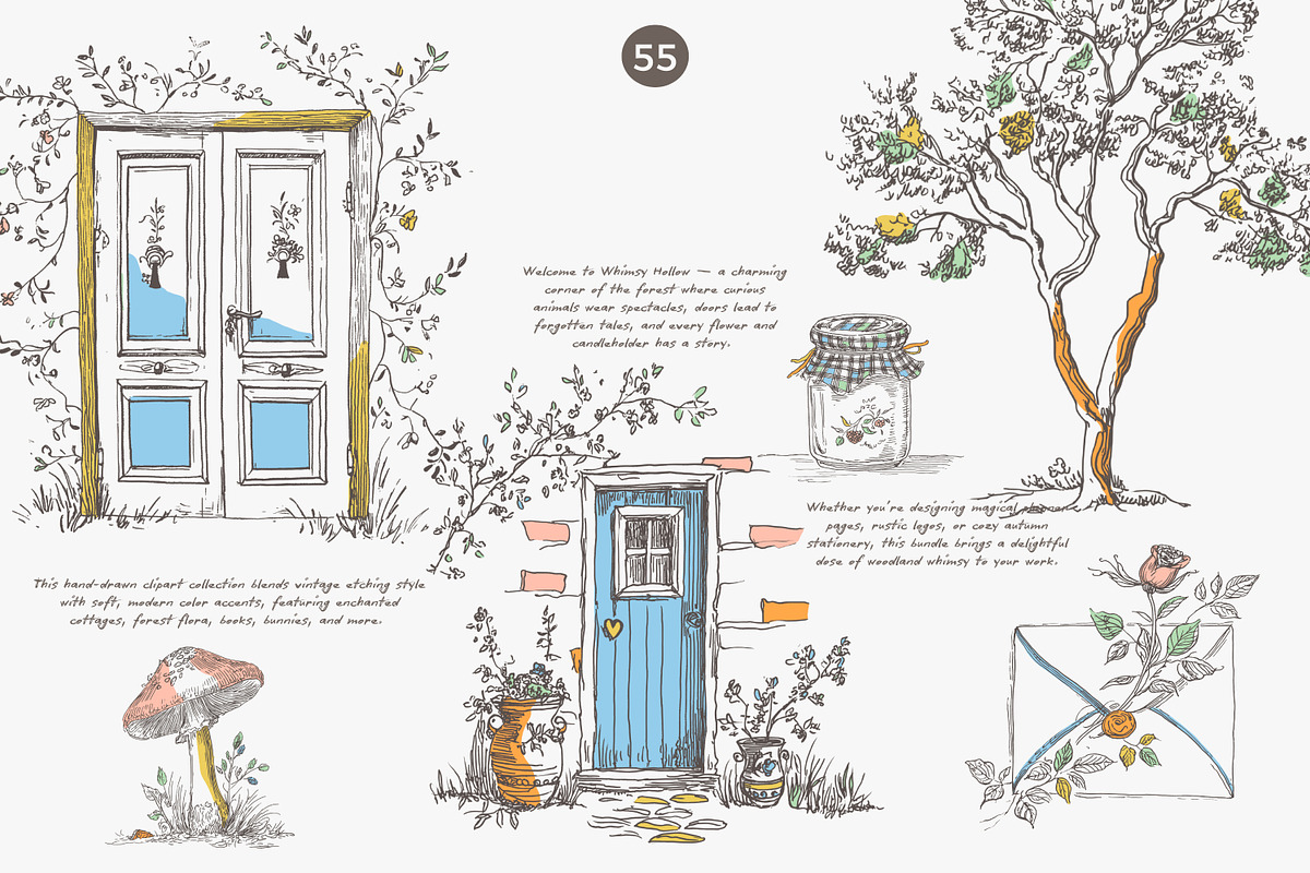 vintage illustration cottagecore set, a Decorative Illustration by Patishop Art (Photo 8 of 10)