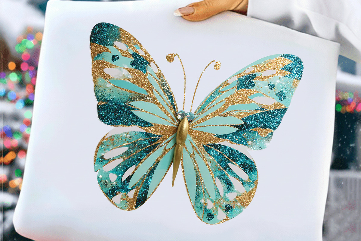 Gold Glitter Butterflies Clipart, an Illustration by Craft Nest (Photo 4 of 7)