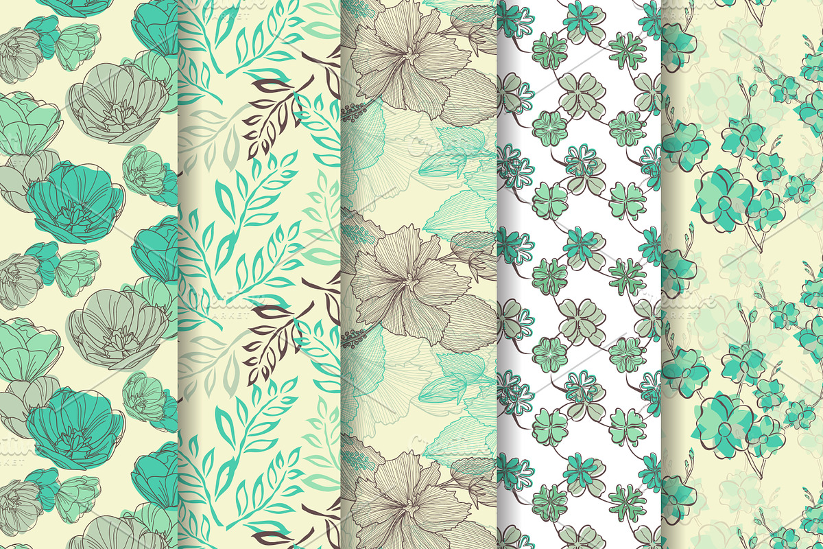 10 Floral Seamless Patterns Set preview 2