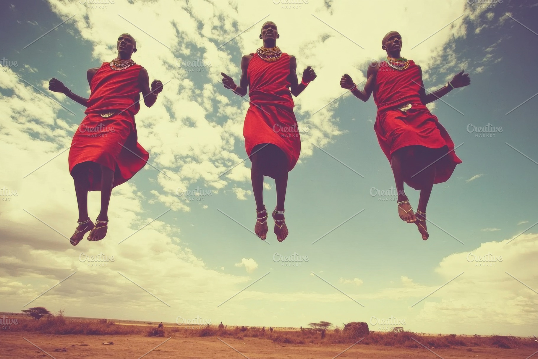 Maasai men showcase traditional jump, a Photo by Iftikhar Alam