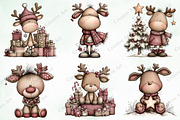 Watercolor Christmas Reindeer Bundle, an Illustration by Creative Art (Thumbnail 6 of 9)
